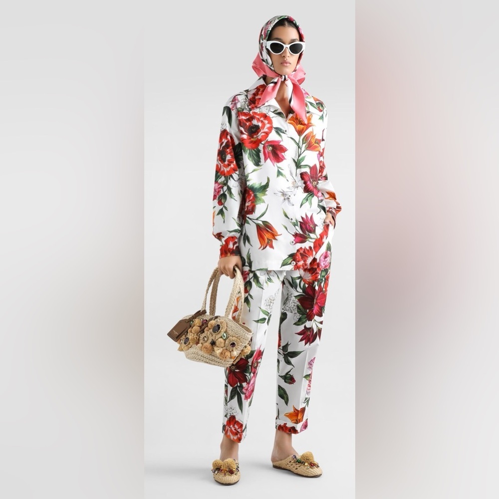New Designer Like Floral Wide Leg Pants - M/L - Picture 2 of 7